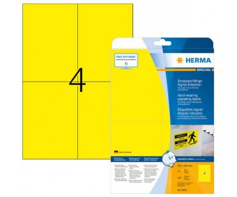 Ilmastikukindlad kleebisetiketid Herma - 105x148mm, 25 lehte (kollased signaaletiketid)